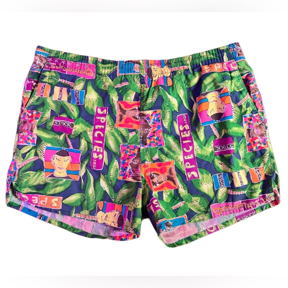 VTG 80s Banana Republic Mens Swim Trunks Shorts Medium All Over Graphic Print